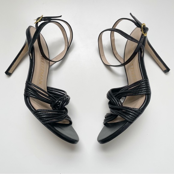 NEW Stuart Weitzman Twist Sleek 95 Heel Sandals Leather Strappy - Picture 2 of 8